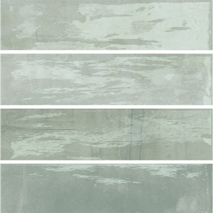 Dettaglio piastrelle per rivestimento in gres porcellanato effetto mattoncino della collezione Soft di Ceramica Valsecchia, formato 7.5x30, colore Sage Glossy