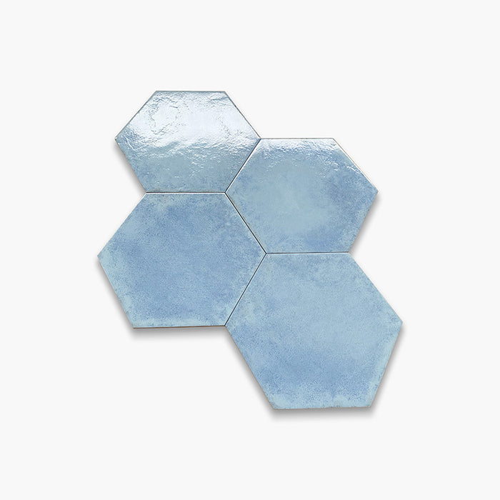 Foto Piastrella da pavimento e rivestimento in gres porcellanato serie Vietri di Savoia Italia, colore Azzurro esagonale