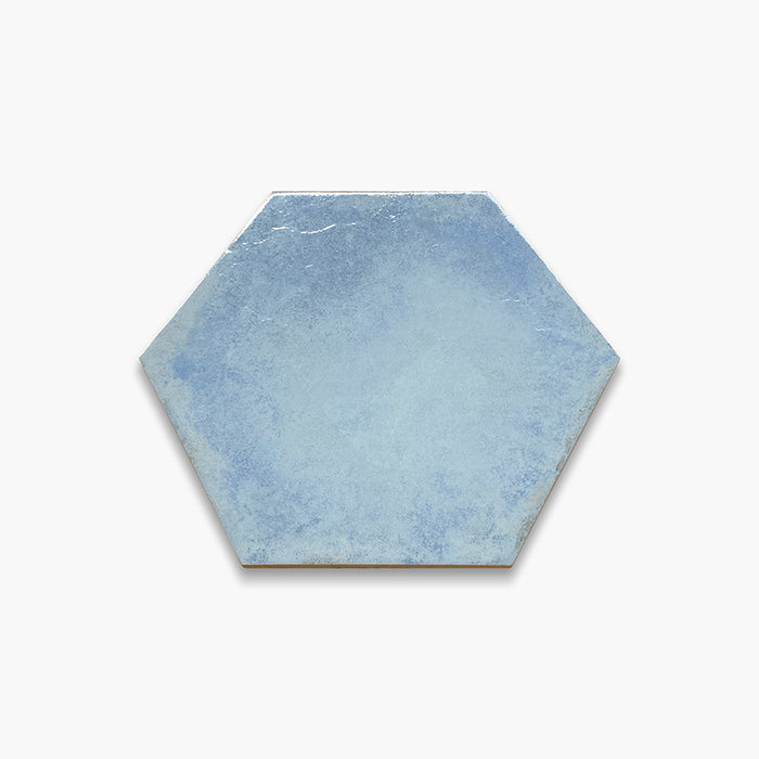 Foto Piastrella da pavimento e rivestimento in gres porcellanato serie Vietri di Savoia Italia, colore Azzurro esagonale