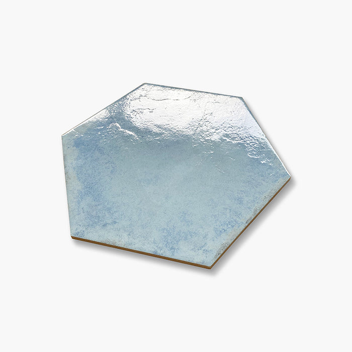 Foto Piastrella da pavimento e rivestimento in gres porcellanato serie Vietri di Savoia Italia, colore Azzurro esagonale