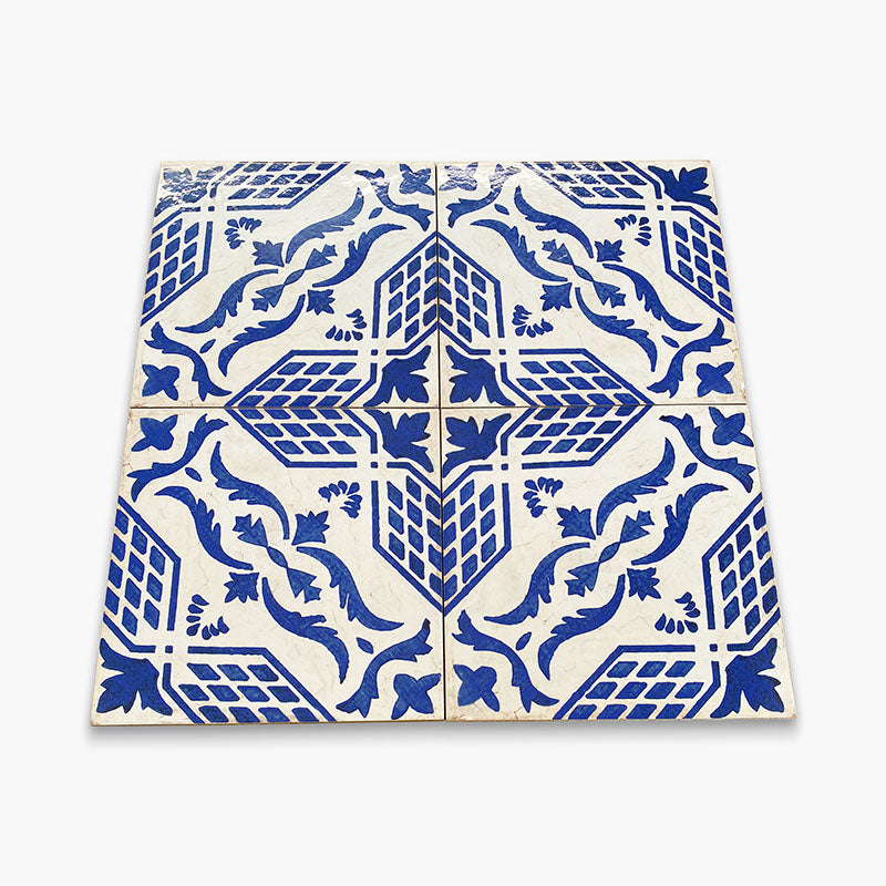 Lot De 5 Carreaux De Céramique Vietri Cimasa - 20cm, Motifs Fleurs Bleus Peints à La Main - Fabriqué En Italie