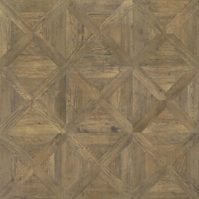 Ambientazione con piastrelle in gres porcellanato effetto Legno naturale, collezione Vintage di Settecento Ceramica, colore Larice 47,8x47,8