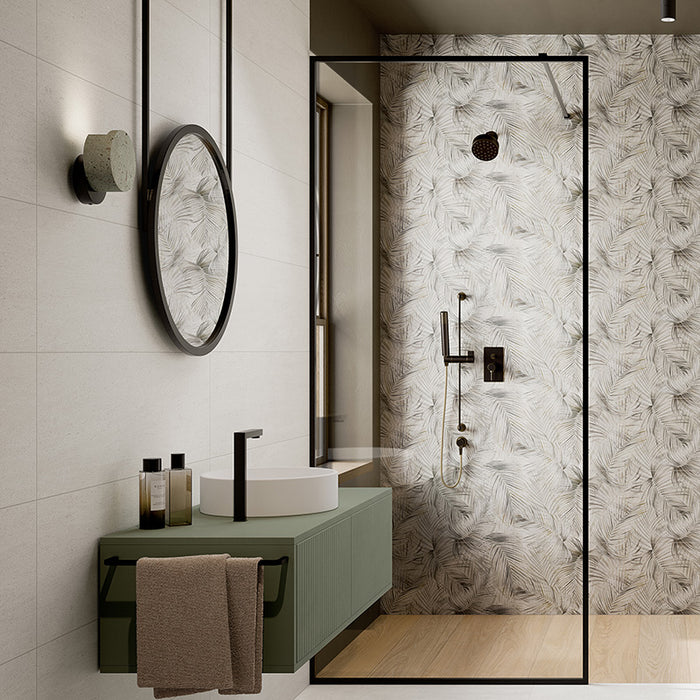 Rivestimento ceramico 33x100 cm della collezione Ludostone, colore White di Ceramica Rondine.