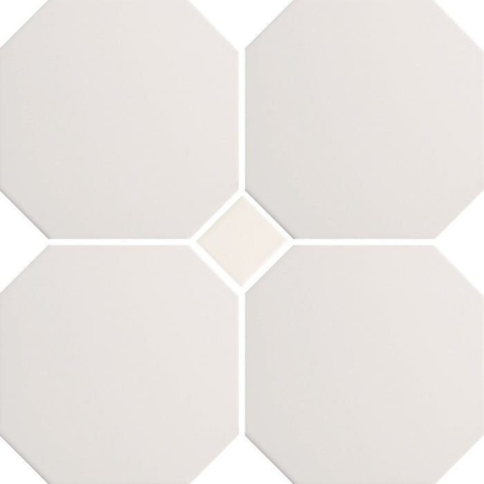 Piastrella pavimento in gres ottagonale con tozzetto bianco della collezione Imperiale di Self Style by Keradom, formato 15x15 colore bianco