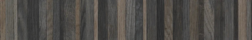 Dettaglio piastrella in gres porcellanato effetto parquet a listellini 15,7x97 cm della collezione Wooddesign, colore Smoke, di Ceramica Settecento