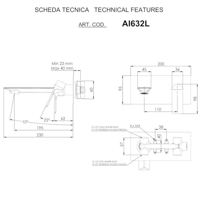 Ambition - Miscelatore lavabo a incasso su piastra unica