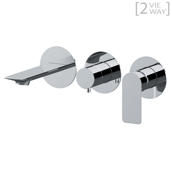 set miscelatore vasca a incasso su piastre tonde, da integrare con ulteriore uscita acqua