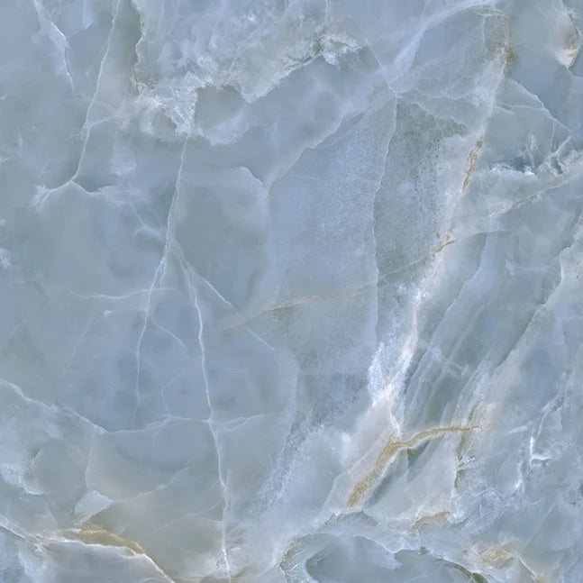 Dettaglio piastrella in gres porcellanato effetto marmo lucido della collezione Alabastri di Casalgrande, formato 120x120 cm, colore Blue