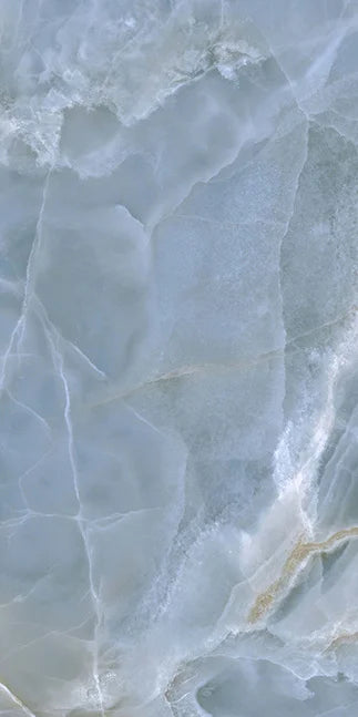 Dettaglio piastrella in gres porcellanato effetto marmo opaco della collezione Alabastri di Casalgrande, formato 60x120 cm, colore Blue