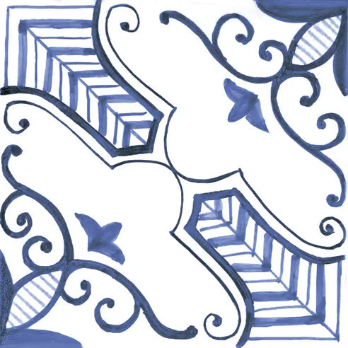 Dettaglio piastrella stile maiolica vietrese, collezione amalfi di ceramiche Valsecchia colore mix cielo 15x15 3