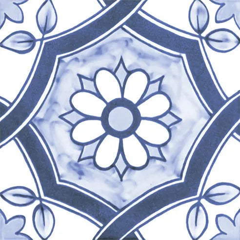 Dettaglio piastrella stile maiolica vietrese, collezione amalfi di ceramiche Valsecchia colore mix cielo 15x15 11