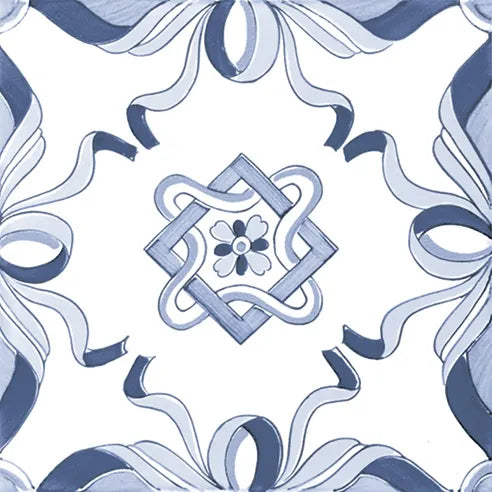 Dettaglio piastrella stile maiolica vietrese, collezione amalfi di ceramiche Valsecchia colore mix cielo 15x15 12