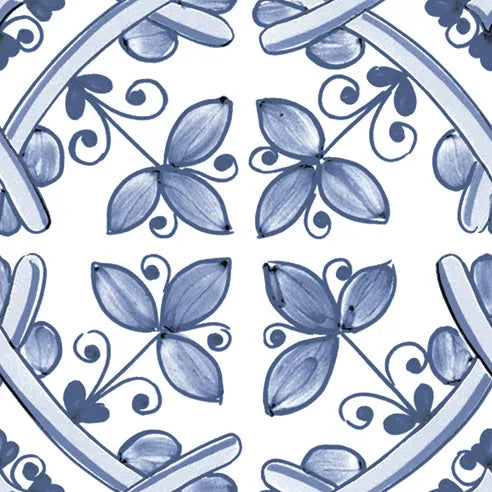 Dettaglio piastrella stile maiolica vietrese, collezione amalfi di ceramiche Valsecchia colore mix cielo 15x15 16