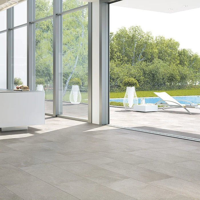 Dettaglio piastrella in gres porcellanato effetto pietra naturale quarzite della Collezione Amazzonia, formato 30x60, colore Dragon Grey