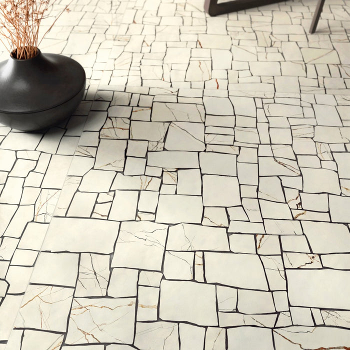 Pavimento in Gres Porcellanato effetto marmo, collezione Lichen fragments 120x120 di Ceramiche Settecento. 