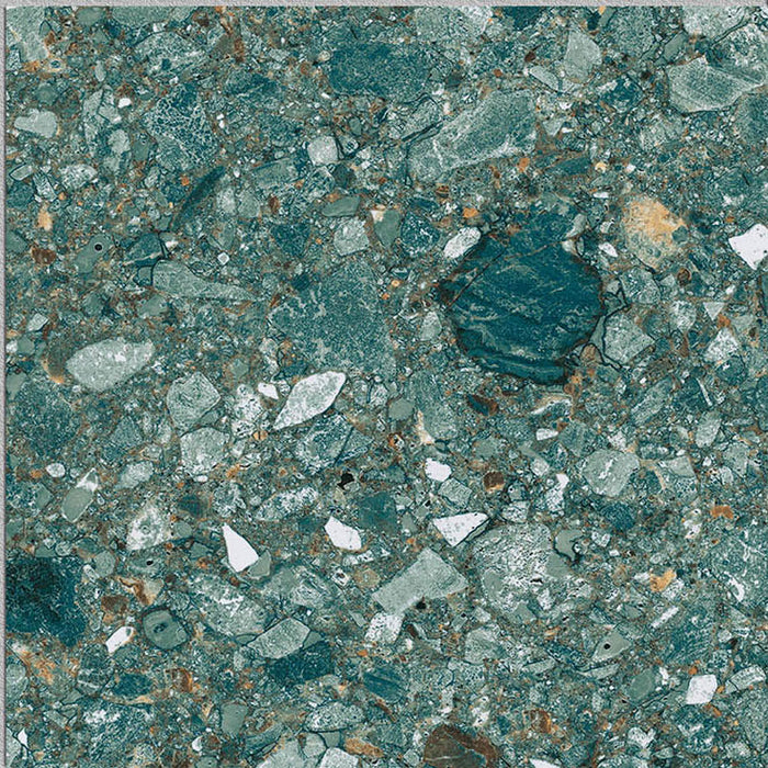 Dettaglio piastrella per pavimento e rivestimento in gres porcellanato effetto fondale marino. Collezione Swimming Sea di Ceramica Valsecchia, formato 15x15, Beach Emerald