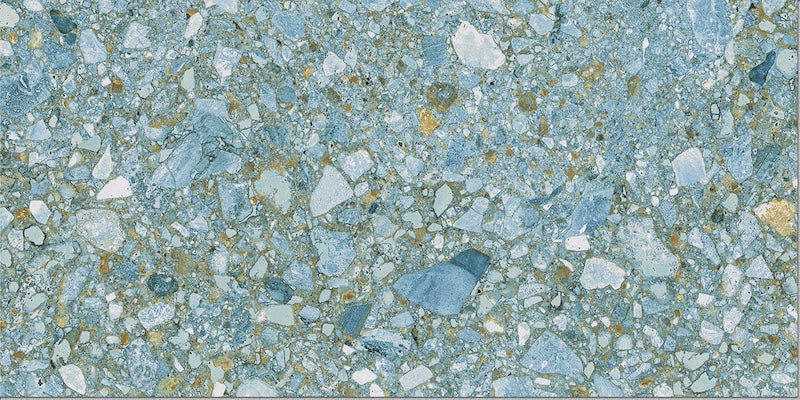 Dettaglio piastrella per pavimento e rivestimento in gres porcellanato effetto fondale marino. Collezione Swimming Sea di Ceramica Valsecchia, formato 15x30, Beach Sky