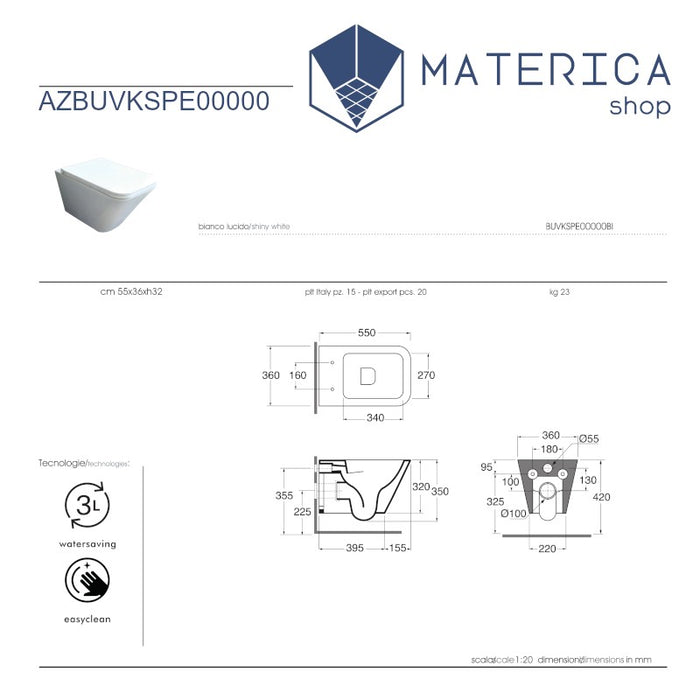 scheda tecnica di vaso sospeso build linea di matericashhop