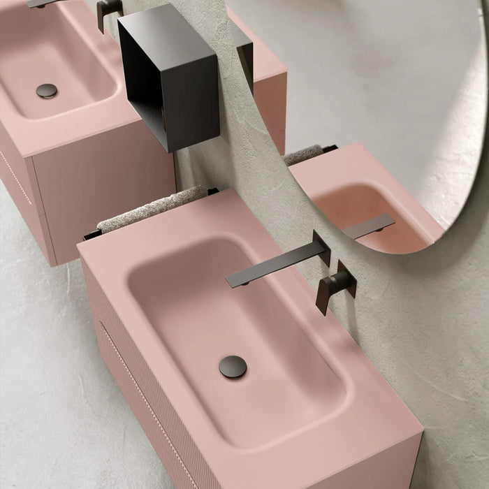 composizione mobile bagno rosa chiaro della serie easy di belbagno italia