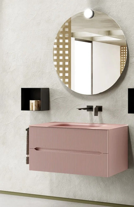 composizione mobile bagno rosa chiaro della serie easy di belbagno italia