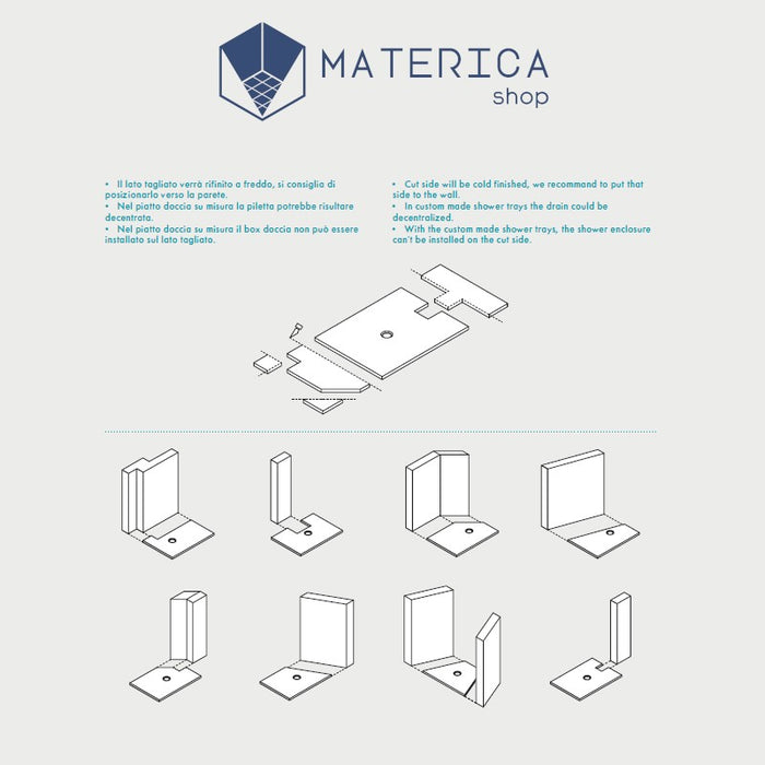 piatto doccia cut in ceramica con spessore di 2 centimetri, tagliabile e sagomabile
