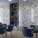 Ristorante con rivestimento in gres porcellanato effetto cementina vietrese. Collezione Amalfi di Ceramica Valsecchia, formato 15x15, Mix Mare