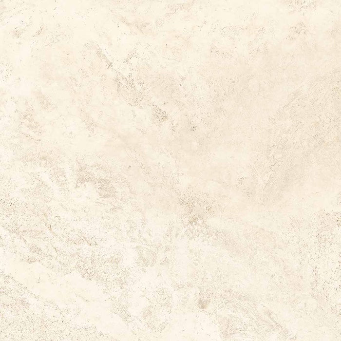 dettaglio pistrella in gres porcellanato effetto metallo ossidato 120x120 della collezione La Geoteca nella colorazione Travertino Ivory Cross di gardenia orchidea