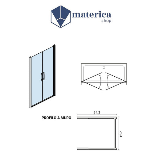 disegno porta a saloon e misure profilo a muro Allume