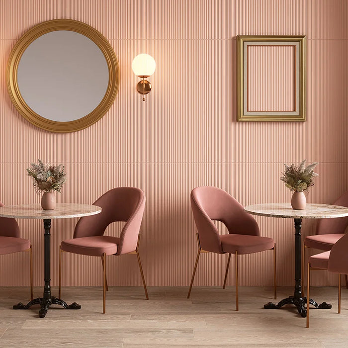 piastrella Canneté Cipria della collezione Boiserie di Herberia Ceramiche in formato 33x100