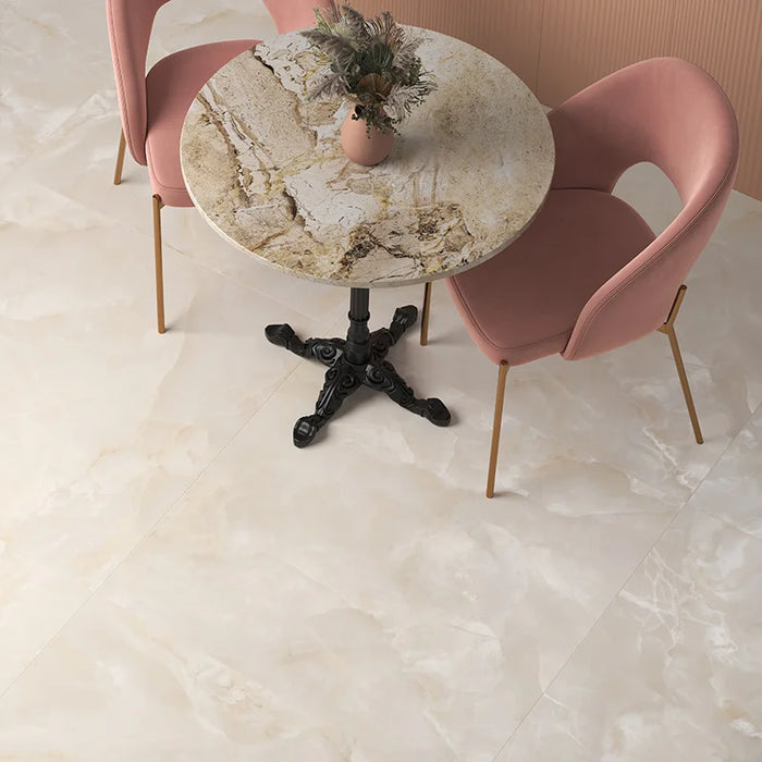 Pavimento in gres porcellanato Ambra della collezione Onici di Herberia Ceramiche in formato 90x90