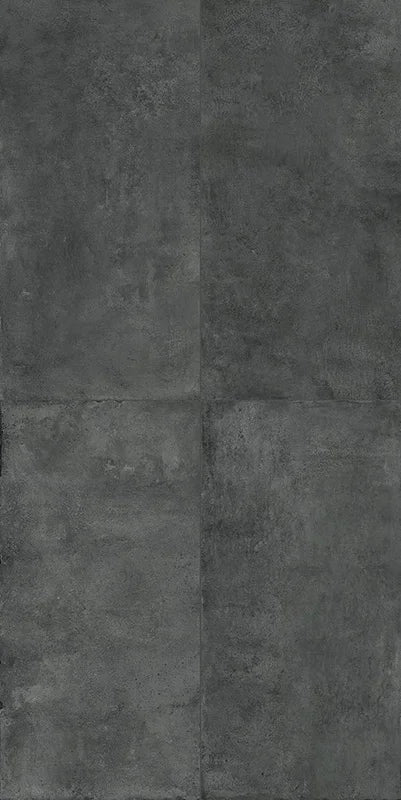 Dettaglio piastrelle in gres effetto cotto moderno, collezione Coccio di Keradom, formato 60x120, colore Carbone