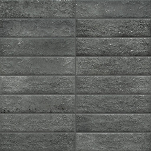 Dettaglio piastrella con colori pastello, collezione Coccio di Keradom formato Brick colore Carbone 6x25