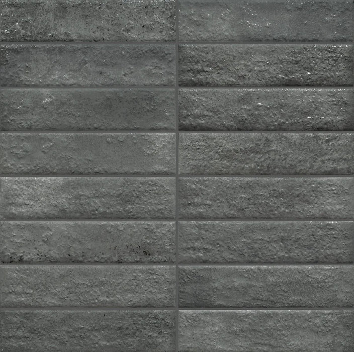 Dettaglio piastrella con colori pastello, collezione Coccio di Keradom formato Brick colore Carbone 6x25