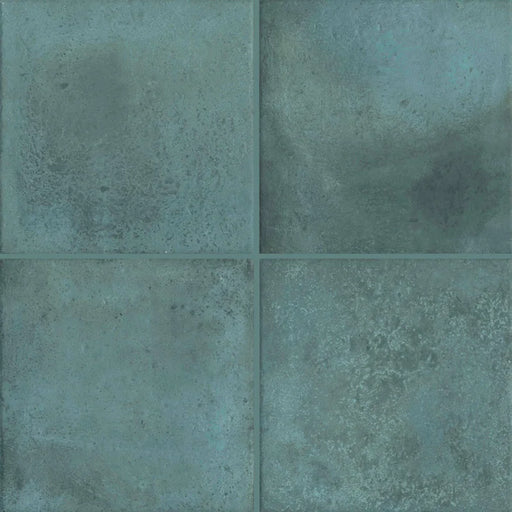 Dettaglio piastrelle in gres effetto cotto moderno, collezione Coccio di Keradom, formato 25x25, colore Cielo