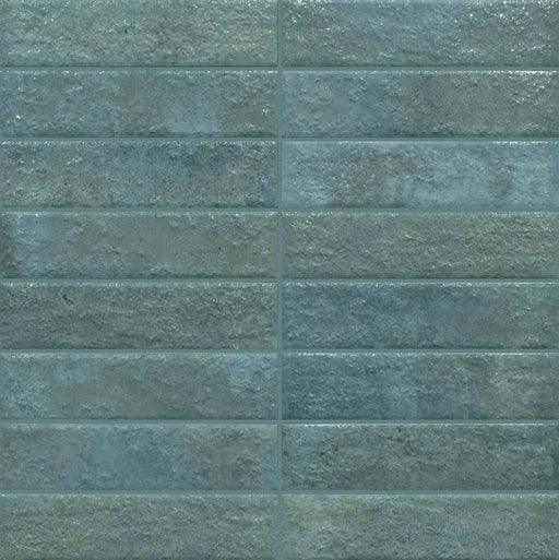 Dettaglio piastrella con colori pastello, collezione Coccio di Keradom formato Brick colore Cielo 6x25