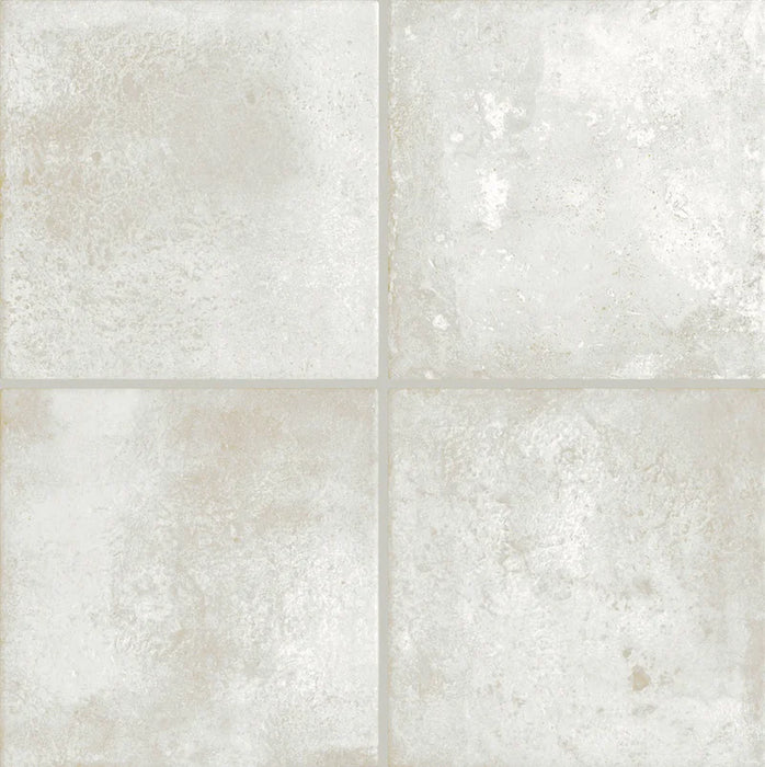 Dettaglio piastrelle in gres effetto cotto moderno, collezione Coccio di Keradom, formato 25x25, colore Gesso