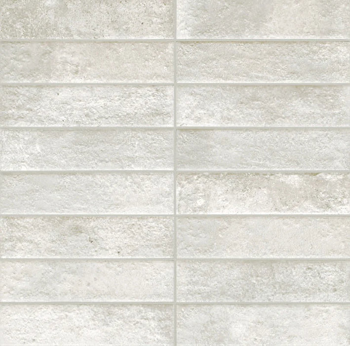 Dettaglio piastrella con colori pastello, collezione Coccio di Keradom formato Brick colore Gesso 6x25