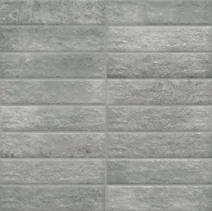 Dettaglio piastrella con colori pastello, collezione Coccio di Keradom formato Brick colore Nebbia 6x25