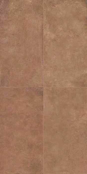 Dettaglio piastrelle in gres effetto cotto moderno, collezione Coccio di Keradom, formato 60x120, colore Terra