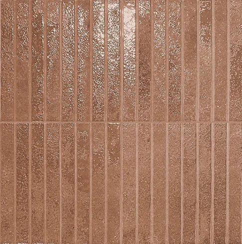 Dettaglio piastrella con colori pastello, collezione Coccio di Keradom formato kitkat colore Terra 12.5x25