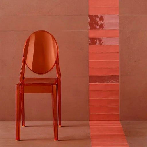 Rivestimento ceramico pasta bianca Linea Terracotta 7.5x30 Eccentrico, effetto mattoncino lucido.