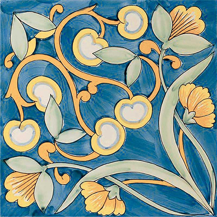 Dettaglio piastrella stile maiolica vietrese, collezione Maioliche di ceramiche Valsecchia colore 1 15x15 