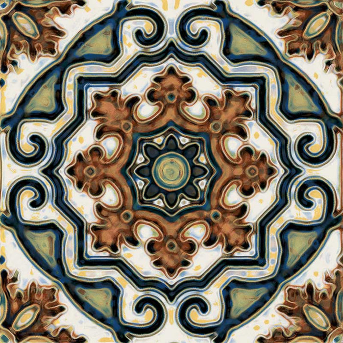 Dettaglio piastrella in gres porcellanato stile maiolica vietrese, collezione Maioliche di ceramiche Valsecchia colore 11 15x15 
