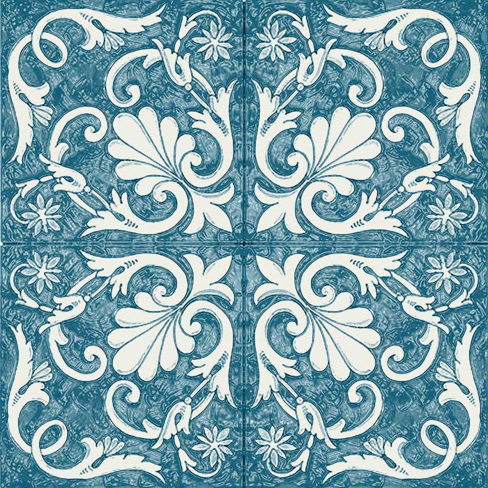 Dettaglio piastrella in gres porcellanato stile maiolica vietrese, collezione Maioliche di ceramiche Valsecchia colore 5 15x15 