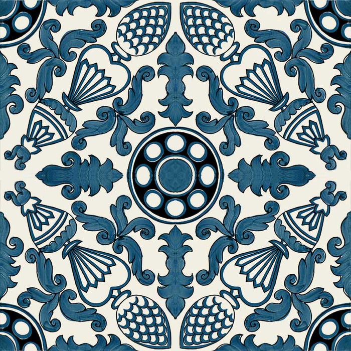 Dettaglio piastrella in gres porcellanato stile maiolica vietrese, collezione Maioliche di ceramiche Valsecchia colore 7 15x15 