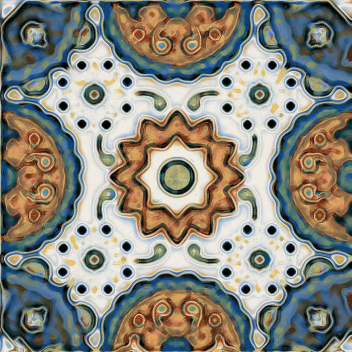 Dettaglio piastrella stile maiolica vietrese, collezione Maioliche di ceramiche Valsecchia colore mix color 15x15 