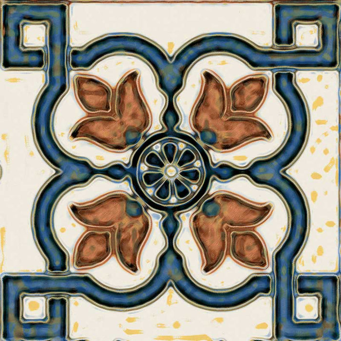 Dettaglio piastrella stile maiolica vietrese, collezione Maioliche di ceramiche Valsecchia colore mix color 15x15 