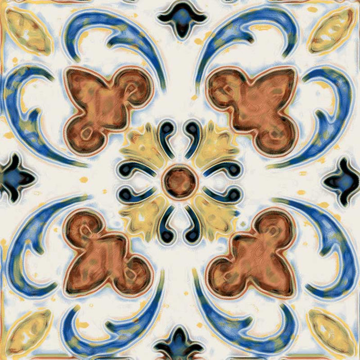Dettaglio piastrella stile maiolica vietrese, collezione Maioliche di ceramiche Valsecchia colore mix color 15x15 