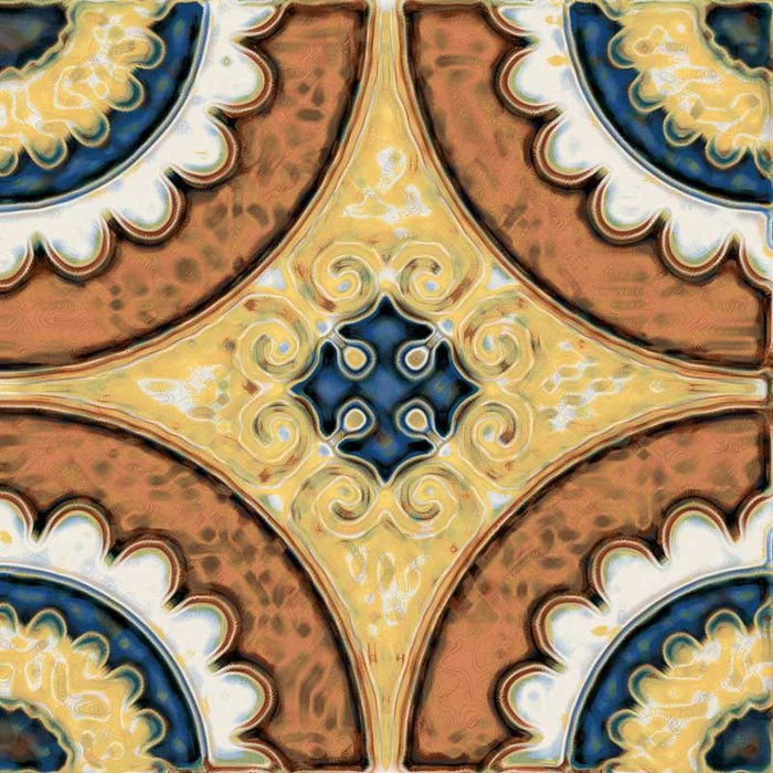 Dettaglio piastrella stile maiolica vietrese, collezione Maioliche di ceramiche Valsecchia colore mix color 15x15 