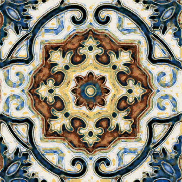 Dettaglio piastrella stile maiolica vietrese, collezione Maioliche di ceramiche Valsecchia colore mix color 15x15 